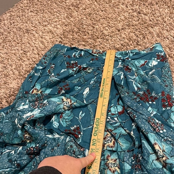 Band of the free nwt CELENE TEAL FLORAL LAYERED MIDI SKIRT - Picture 5 of 10
